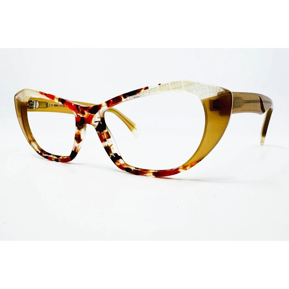 SEE Eyeglasses Womens Brown Tortoise Cat Eye Frames Italy 55-15-140